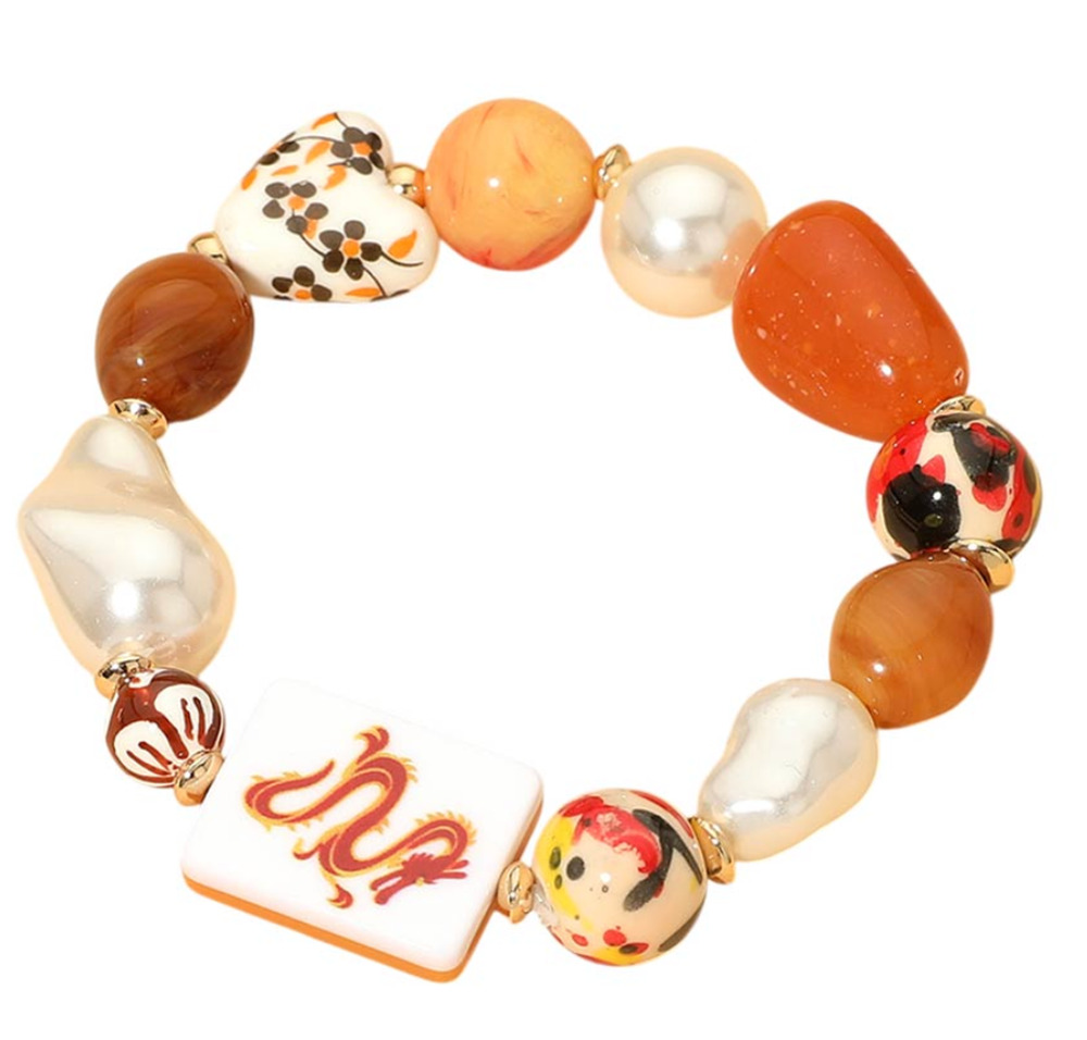 Mahjong Stretch Bracelet in Dragon